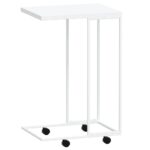 Table d'appoint avec roues Blanc 40x30x63,5cm Bois d'ingénierie – Image 3