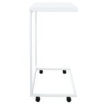 Table d'appoint avec roues Blanc 55x35x70 cm Bois d'ingénierie – Image 2