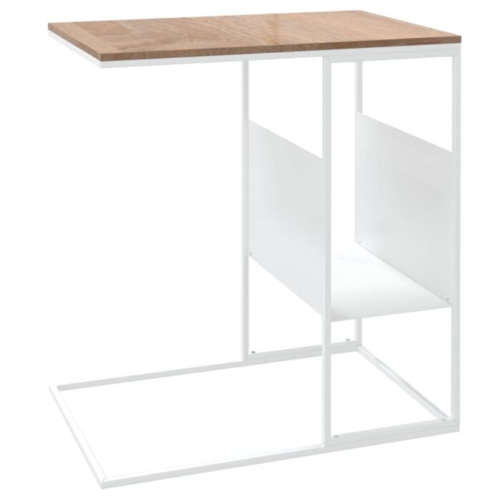 Table d'appoint Blanc 55x36x59,5 cm Bois d'ingénierie – Image 3