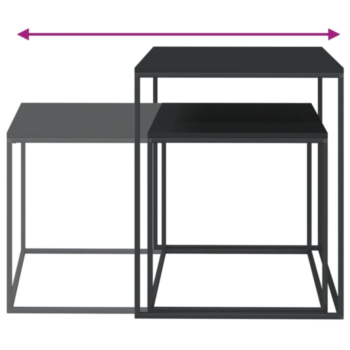 Ensemble de table basse 2 pcs bois d'ingénierie et métal – Image 3