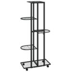 Jardinière à 5 niveaux avec roues 44x23x100 cm Noir Fer – Image 3