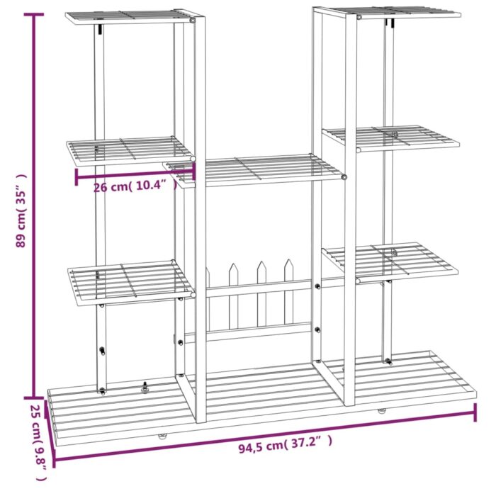 Jardinière 94,5x25x89 cm Blanc Fer – Image 5