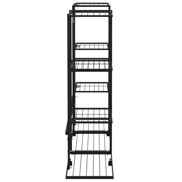 Jardinière avec roues 94,5x24,5x91,5 cm Noir Fer – Image 2