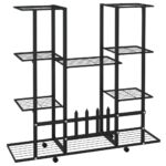 Jardinière avec roues 94,5x24,5x91,5 cm Noir Fer – Image 3