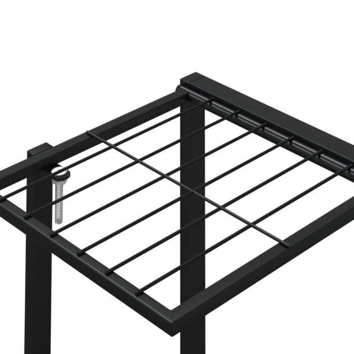 Jardinière avec roues 94,5x24,5x91,5 cm Noir Fer – Image 4