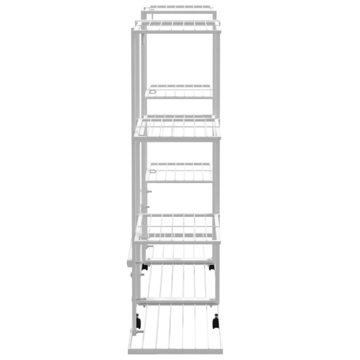 Jardinière avec roues 94,5x24,5x91,5 cm Blanc Fer – Image 2