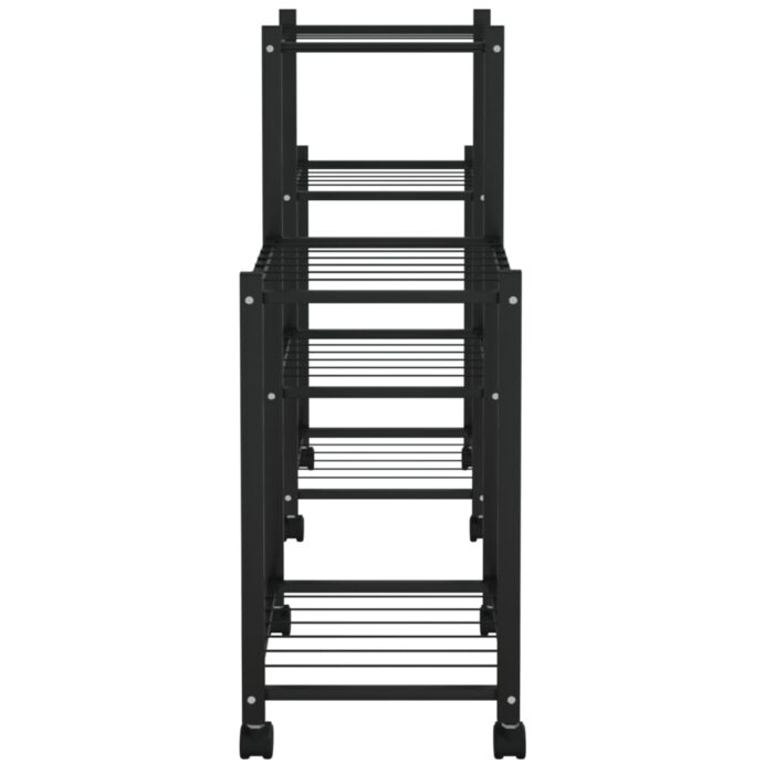 Jardinière avec roues 83x25x63,5 cm Noir Fer – Image 2