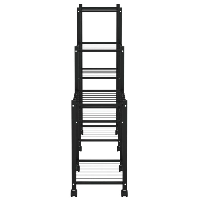 Jardinière avec roues 83x25x83,5 cm Noir Fer – Image 2