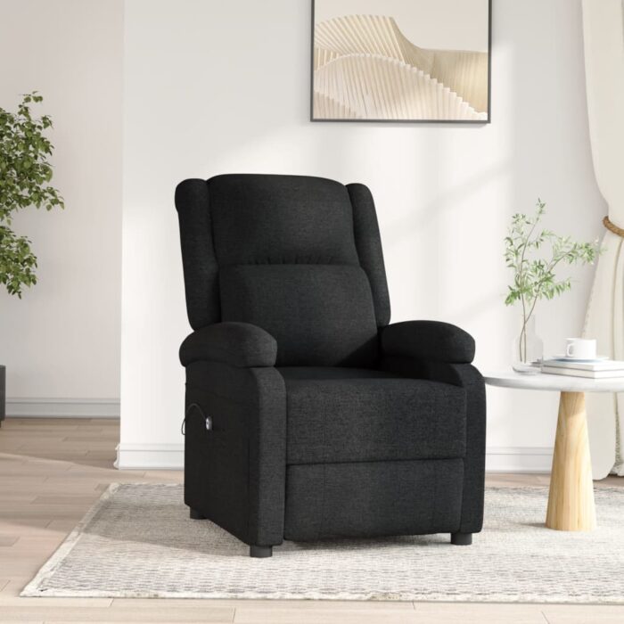 Fauteuil inclinable électrique Noir Tissu – Image 1
