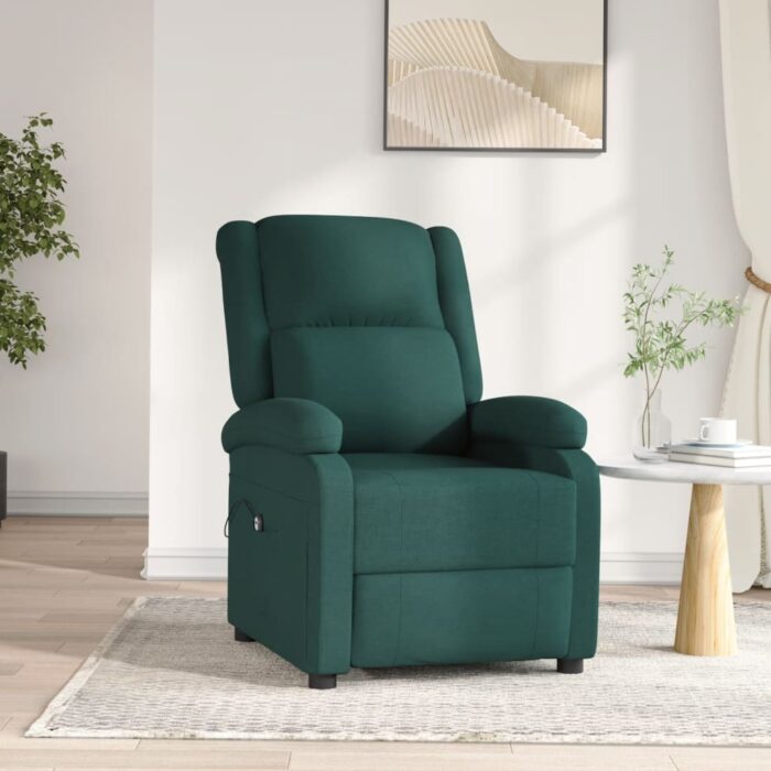 Fauteuil inclinable électrique Vert foncé Tissu – Image 1