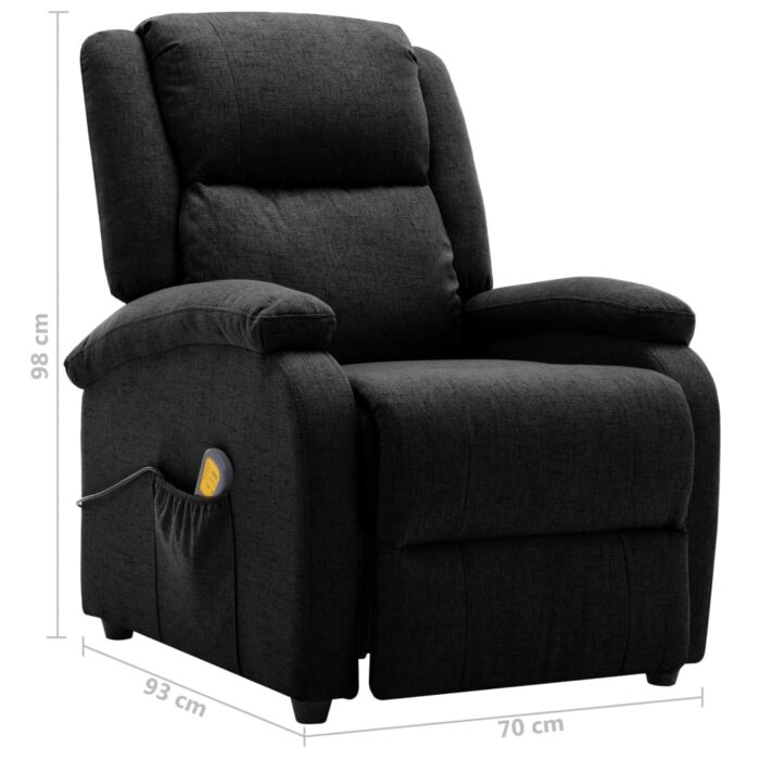 Fauteuil électrique de massage Noir Tissu – Image 11