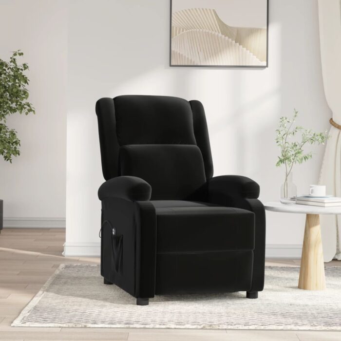 Fauteuil inclinable électrique noir velours – Image 1