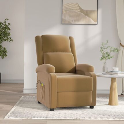 Fauteuil électrique de massage Marron Velours