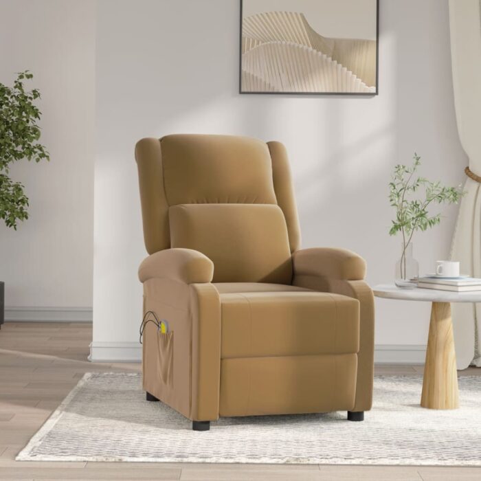 Fauteuil électrique de massage Marron Velours – Image 1