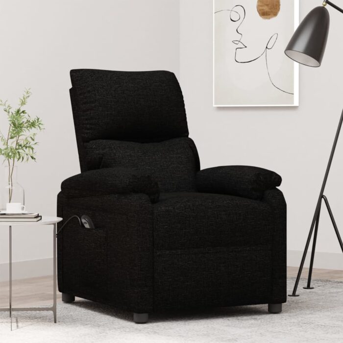 Fauteuil inclinable électrique Noir Tissu – Image 1