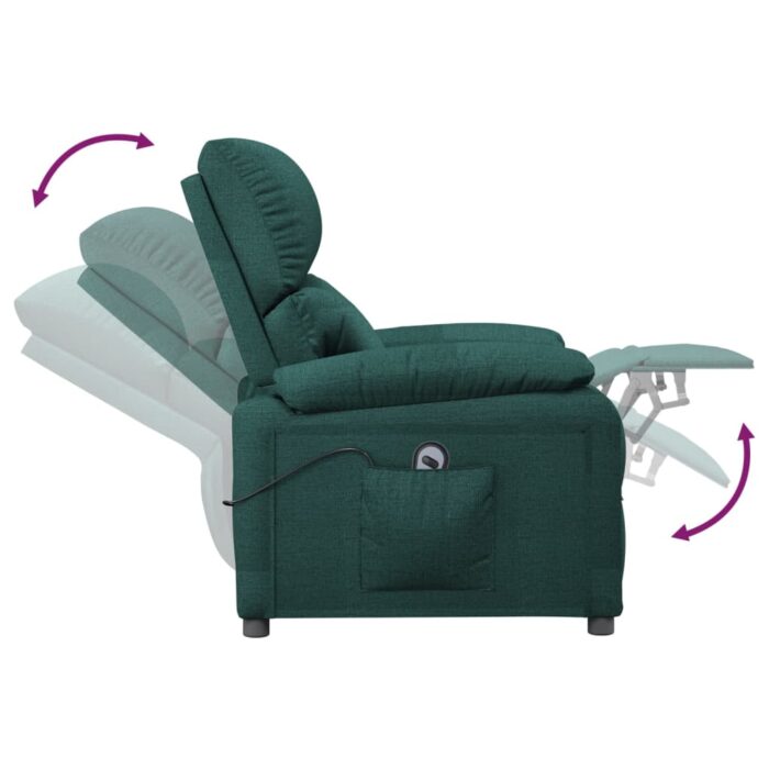 Fauteuil inclinable électrique Vert foncé Tissu – Image 5