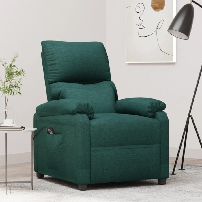 Fauteuil inclinable électrique Vert foncé Tissu – Image 1