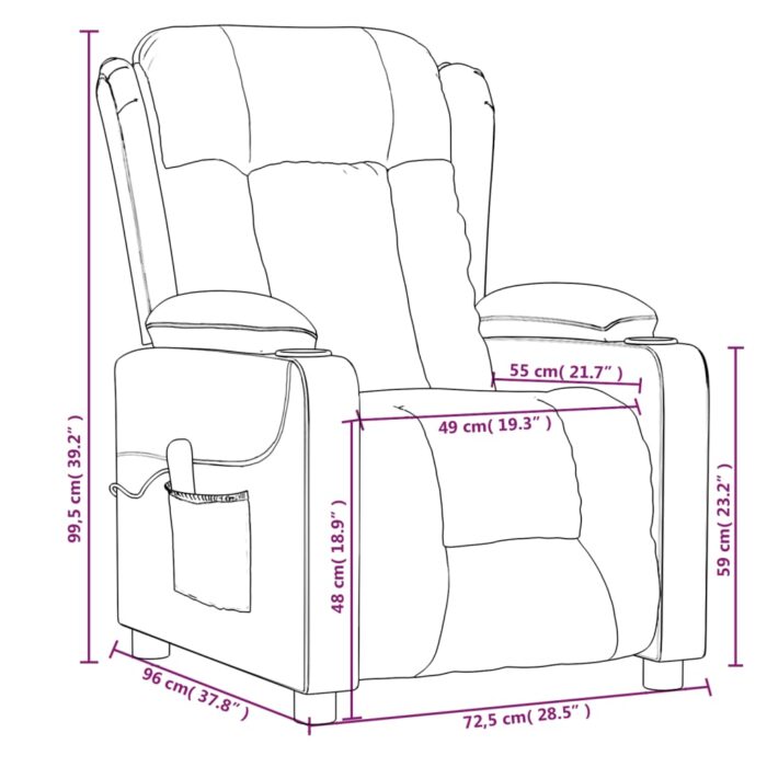 Fauteuil inclinable électrique Noir Similicuir – Image 10