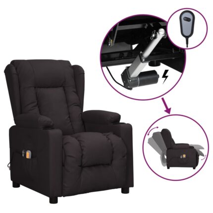 Fauteuil électrique de massage Noir Similicuir