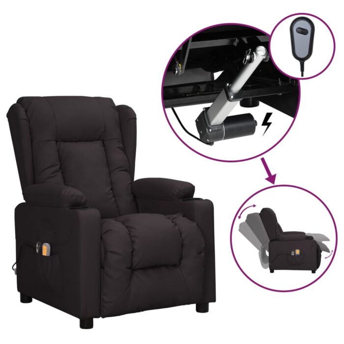 Fauteuil électrique de massage Noir Similicuir – Image 1