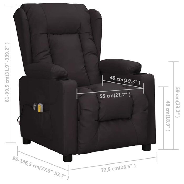 Fauteuil électrique de massage Noir Similicuir – Image 12