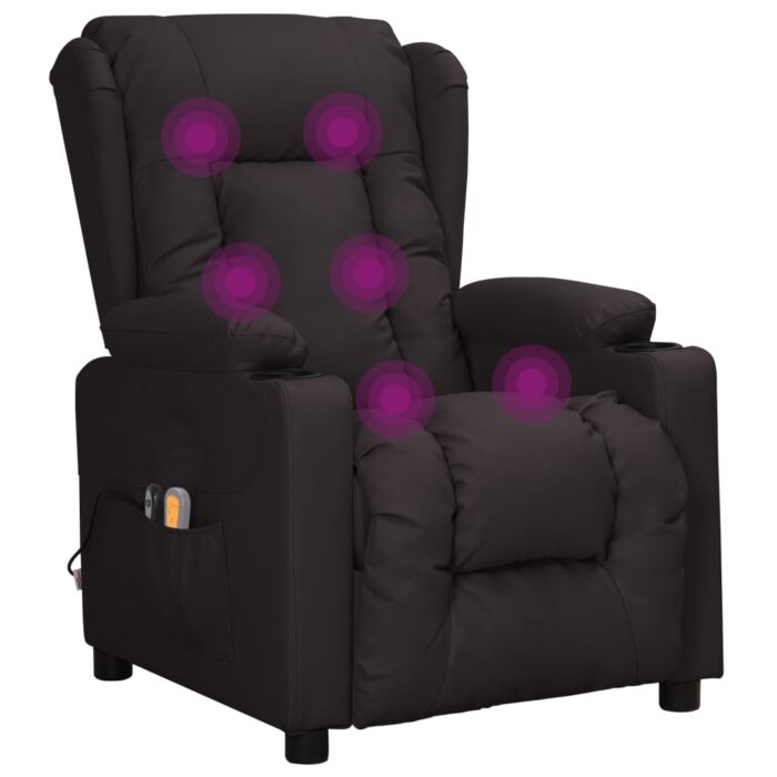 Fauteuil électrique de massage Noir Similicuir – Image 7
