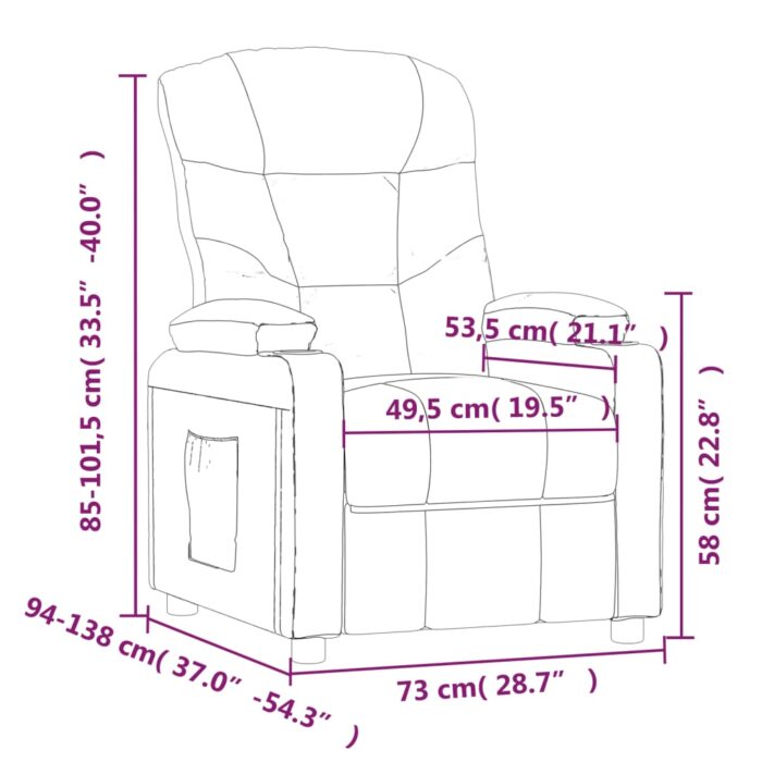 Fauteuil inclinable électrique Noir Tissu – Image 10
