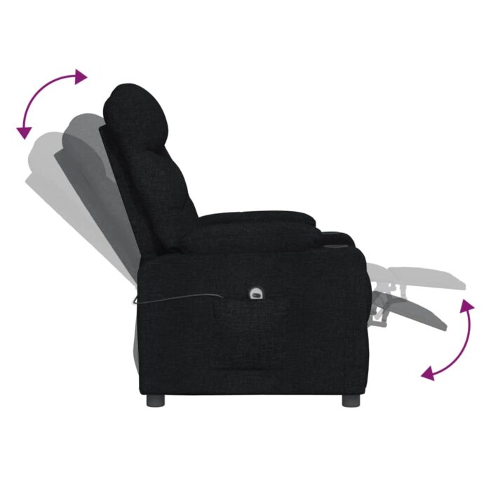 Fauteuil inclinable électrique Noir Tissu – Image 5