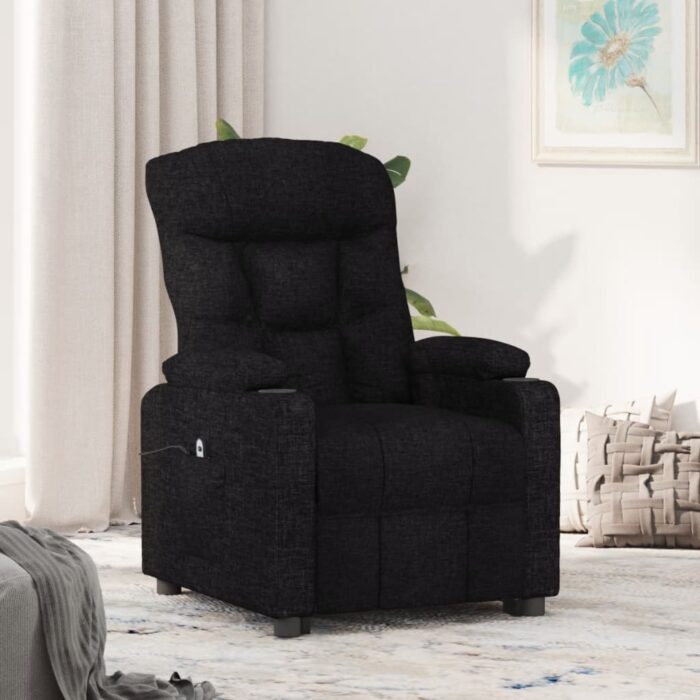 Fauteuil inclinable électrique Noir Tissu – Image 1
