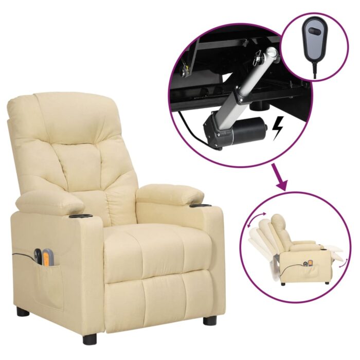 Fauteuil électrique de massage Crème Tissu – Image 1