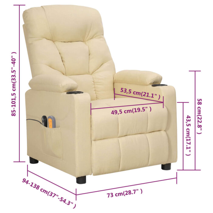 Fauteuil électrique de massage Crème Tissu – Image 12