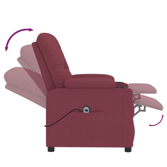 Fauteuil inclinable électrique Rouge bordeaux Tissu – Image 5