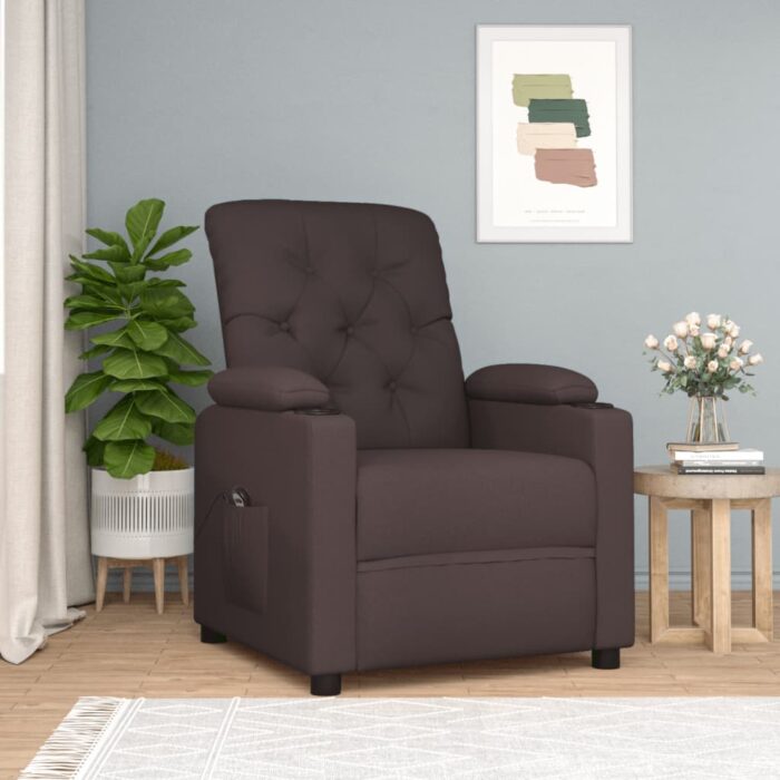 Fauteuil inclinable électrique Marron foncé Tissu – Image 1