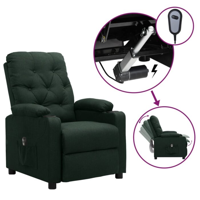 Fauteuil inclinable électrique Vert foncé Tissu – Image 1