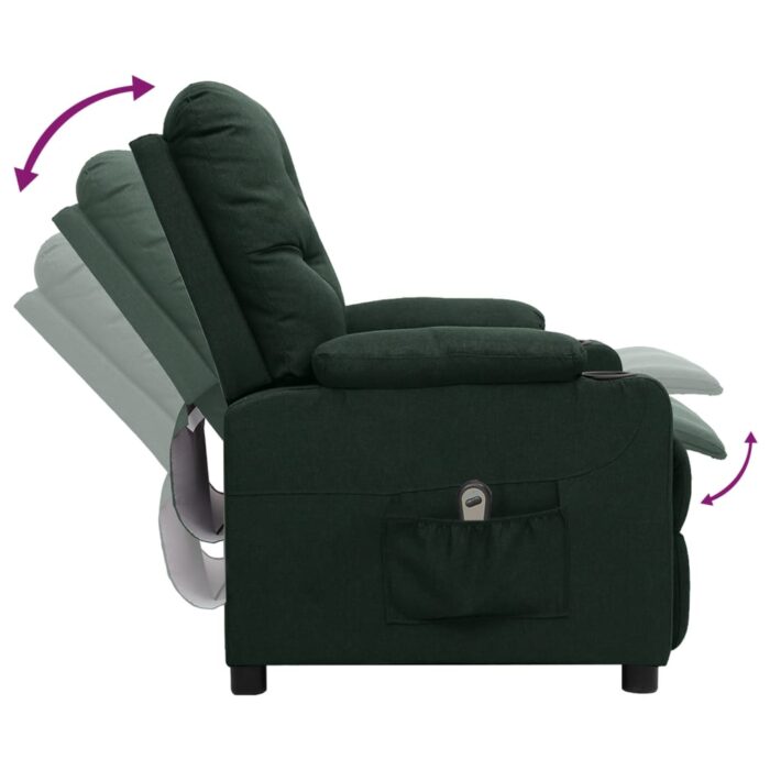 Fauteuil inclinable électrique Vert foncé Tissu – Image 5