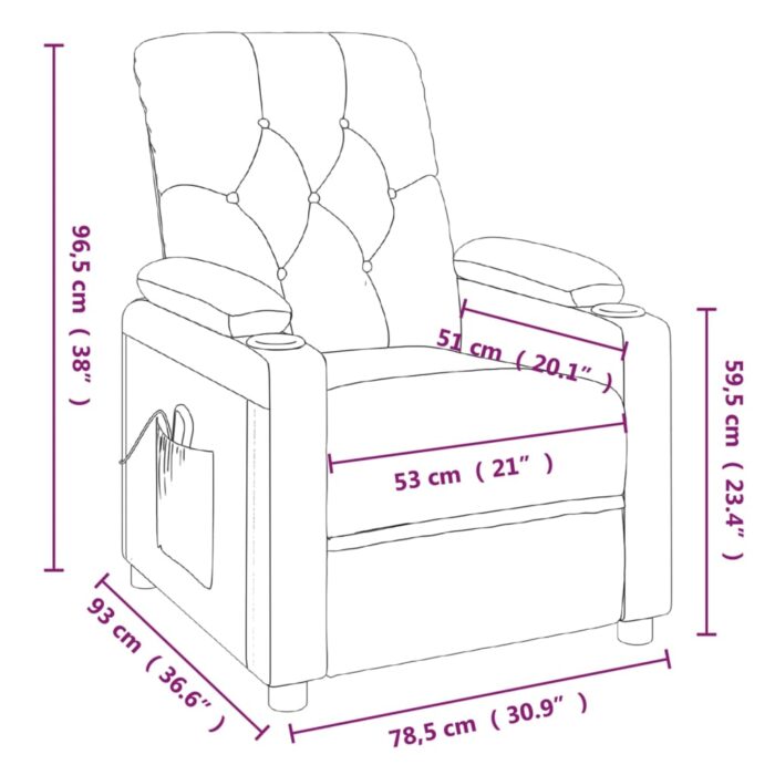 Fauteuil inclinable électrique Taupe Tissu – Image 10