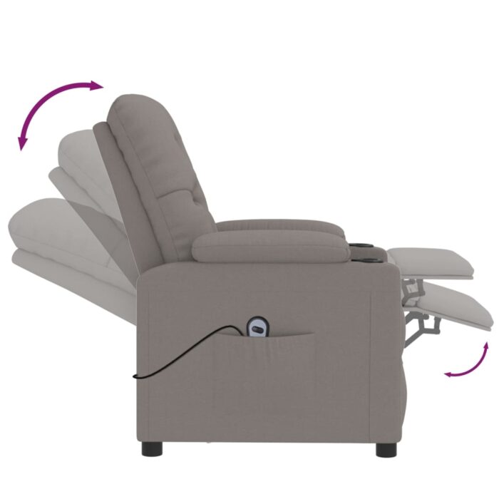 Fauteuil inclinable électrique Taupe Tissu – Image 5