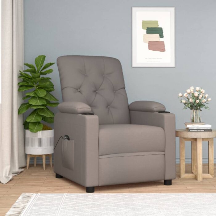 Fauteuil inclinable électrique Taupe Tissu – Image 1