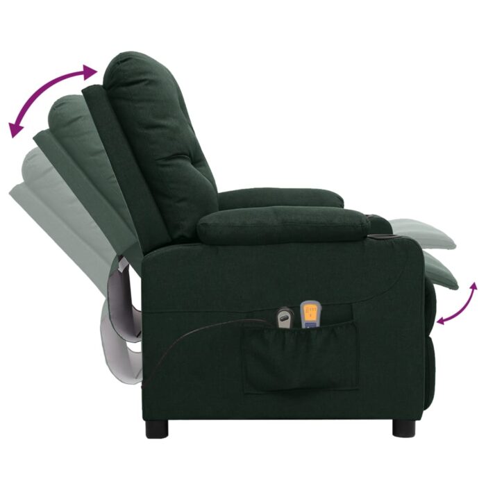 Fauteuil électrique de massage Vert foncé Tissu – Image 5