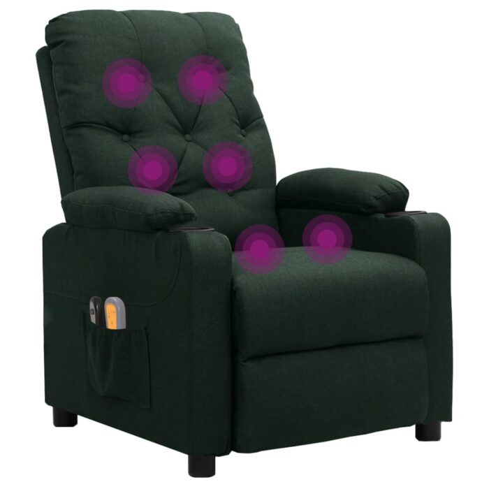 Fauteuil électrique de massage Vert foncé Tissu – Image 6