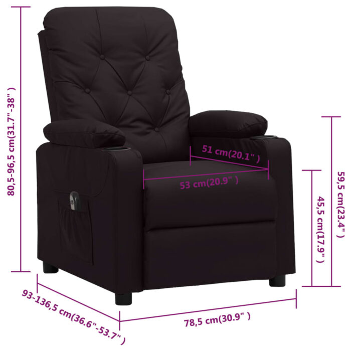 Fauteuil inclinable électrique Noir Similicuir – Image 10
