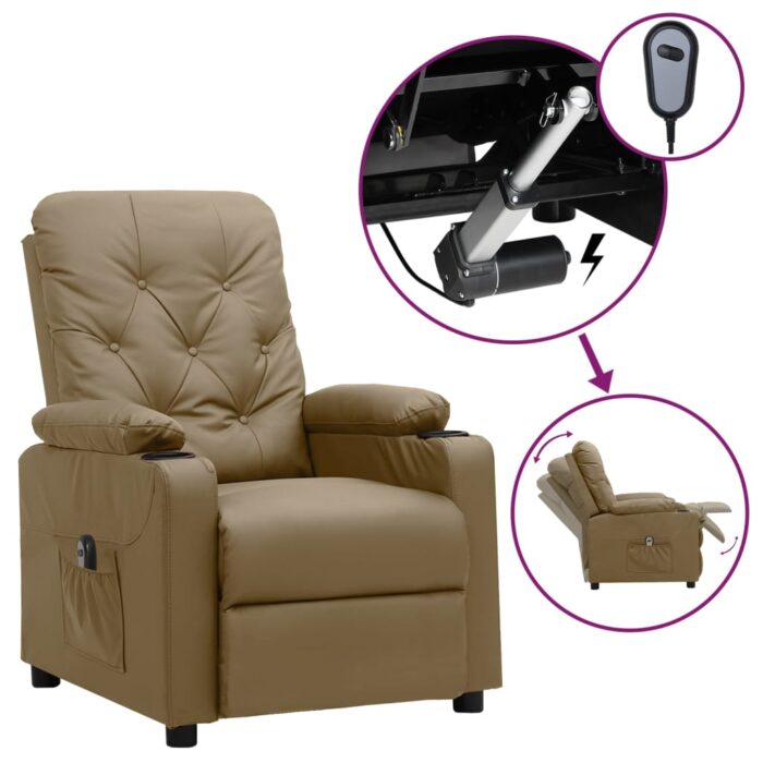 Fauteuil inclinable électrique Cappuccino Similicuir – Image 1