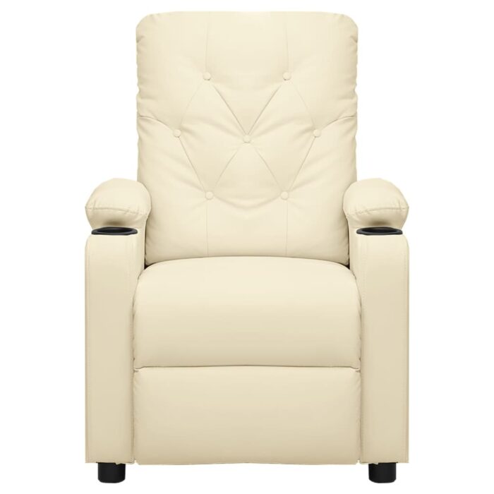 Fauteuil inclinable électrique Crème Similicuir – Image 2