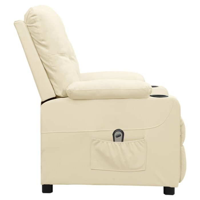 Fauteuil inclinable électrique Crème Similicuir – Image 3