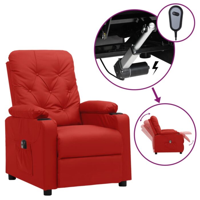 Fauteuil inclinable électrique Rouge bordeaux Similicuir – Image 1