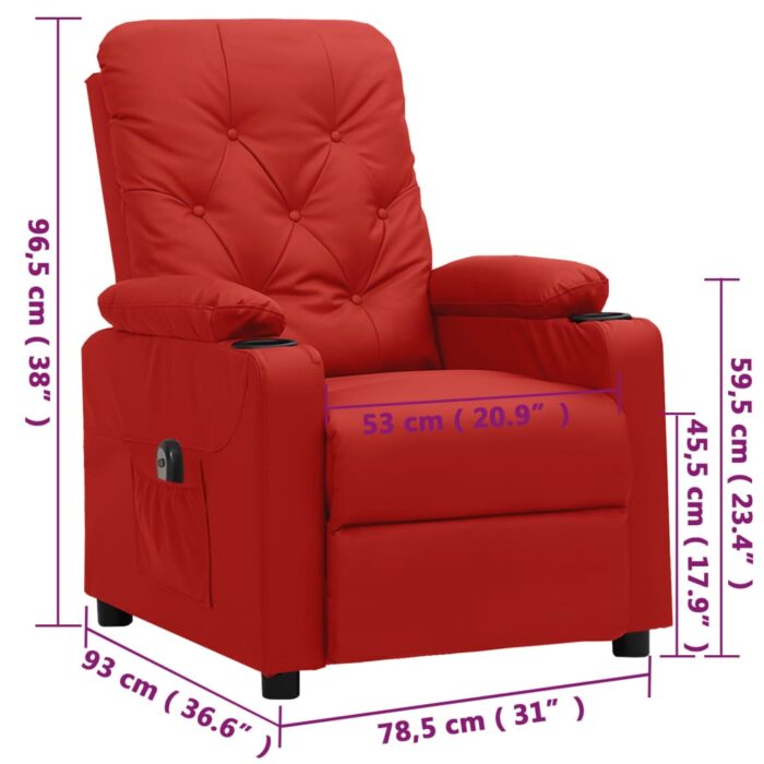 Fauteuil inclinable électrique Rouge bordeaux Similicuir – Image 11