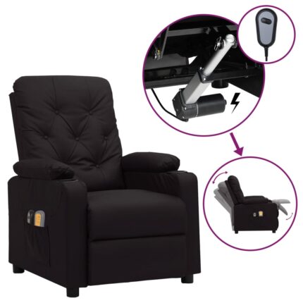 Fauteuil électrique de massage Noir Similicuir
