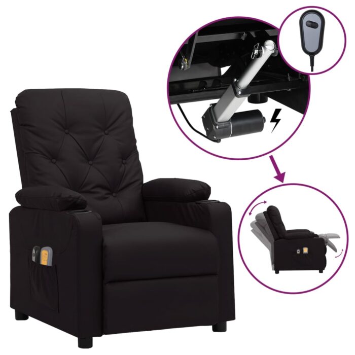 Fauteuil électrique de massage Noir Similicuir – Image 1