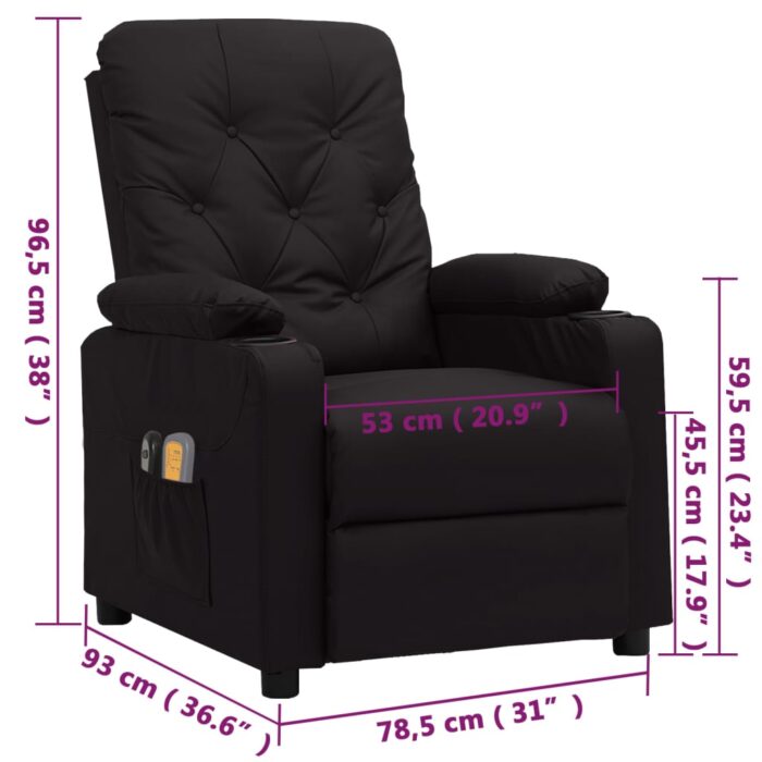 Fauteuil électrique de massage Noir Similicuir – Image 12