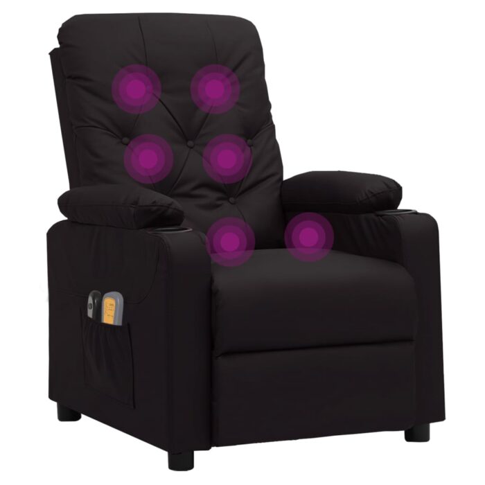 Fauteuil électrique de massage Noir Similicuir – Image 6